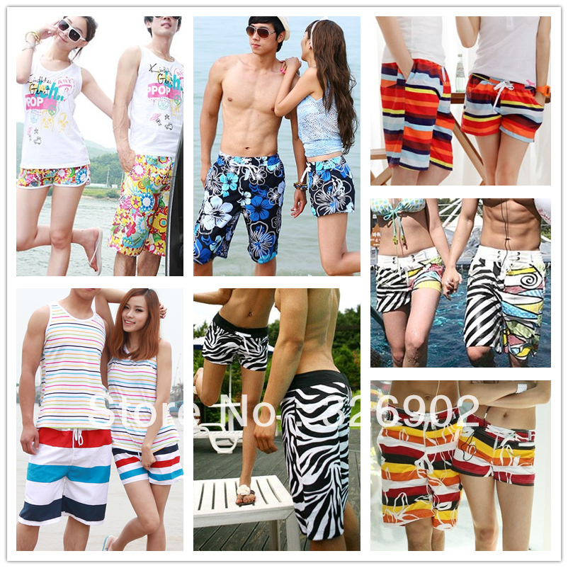 2 pc lot Free shipping New Fashion Lovers Mens/Womens Beach Surf Board Swim Shorts,Summer Quick-drying pants,24 colors