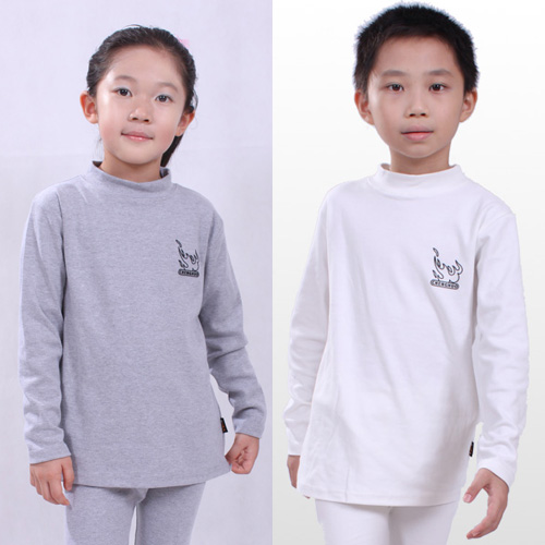 2 set 2012 autumn male child female child child 100% cotton thermal underwear basic shirt