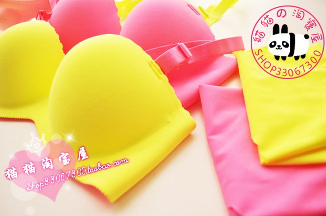 2 set duomaomao one piece rose essential oil push up underwear cup seamless neon color bra set