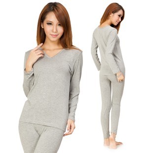 2 set women's thermal underwear set women's V-neck thermal modal sleepwear thin female lounge