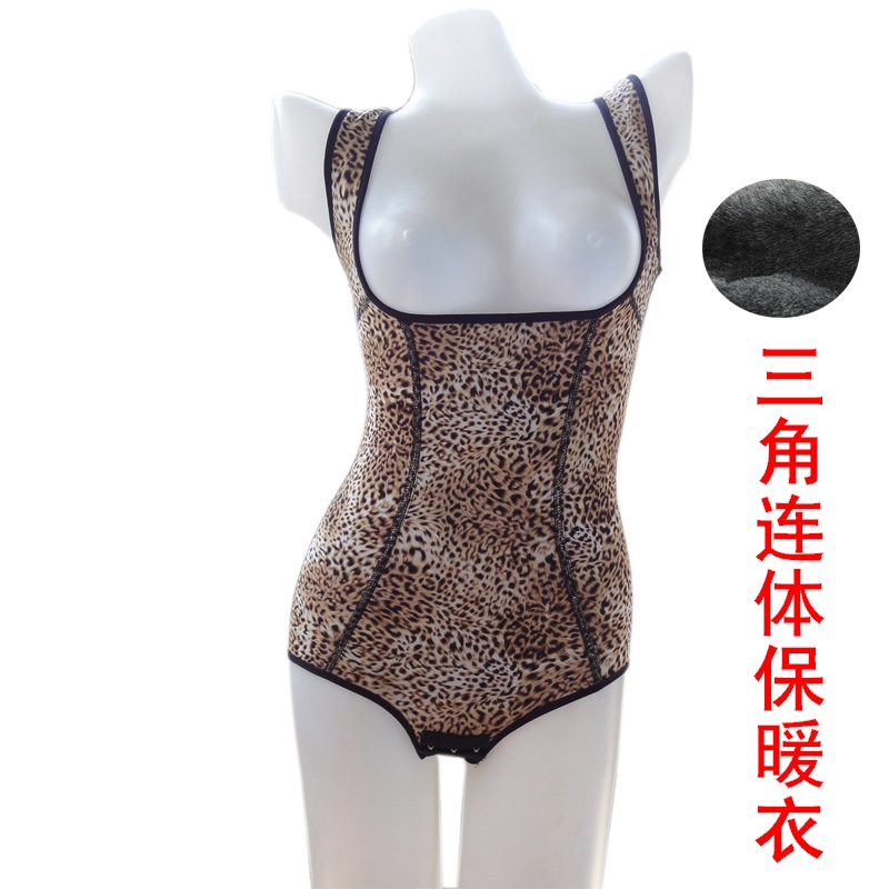 2 super warm leopard print one piece thermal trigonometric thermal underwear bamboo charcoal thickening plus velvet