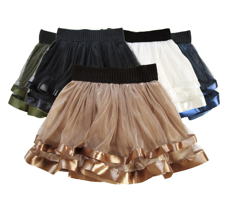 2 ! sweet ribbon double layer yarn puff skirt short skirt 121 thin Leather fashion