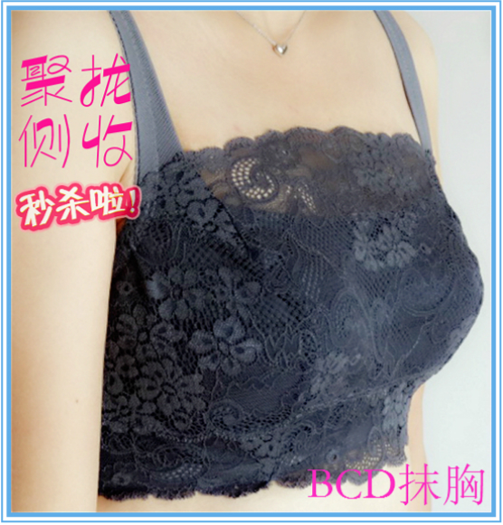 2 thin seamless lace tube top design female full cup bra underwear