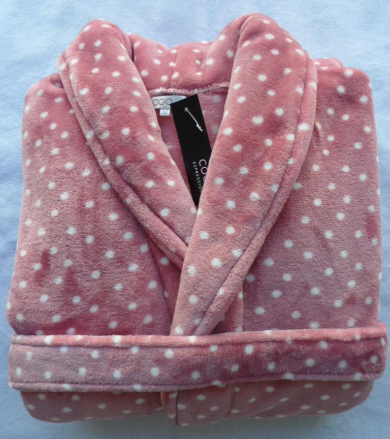 2 ultrafine thickening coral fleece sleepwear robe bathrobes female powder dot print flannel