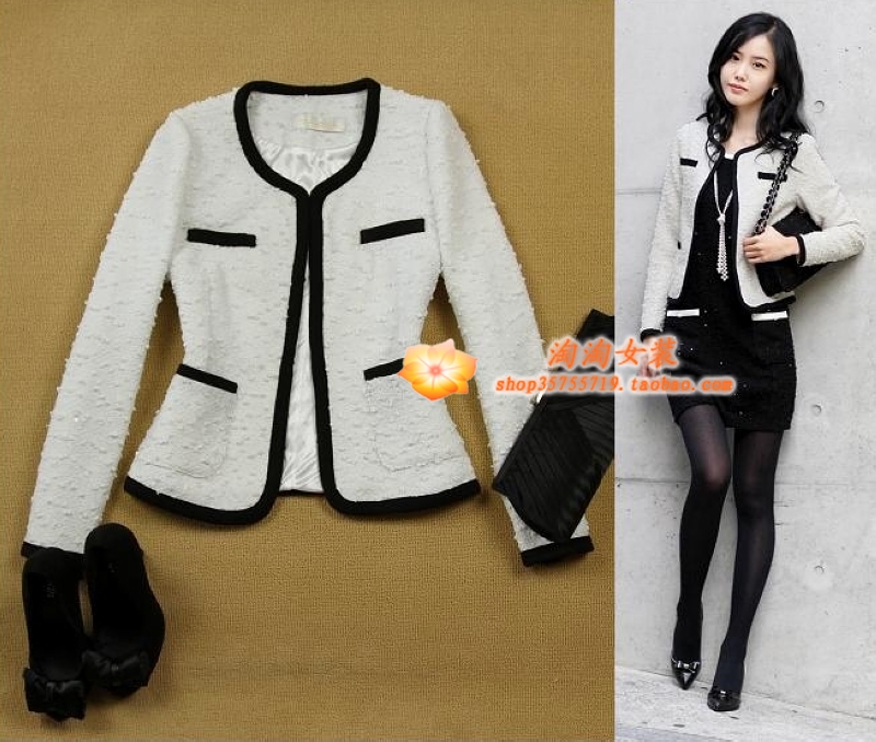 2 women's evidenced small mm slim thickening sequin white top short jacket free shipping