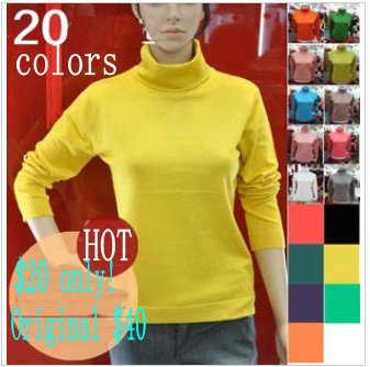 20 Colors Super flexible All-match Turtleneck Basic Shirt Slim Sweater Women's Winter Warm Wool Sweater Pullovers.free shipping.