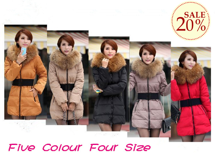 20%Sale 2012 winter large raccoon fur down coat outerwear female fashion slimmedium-long down coat  FEDEX Free Shipping TO USA