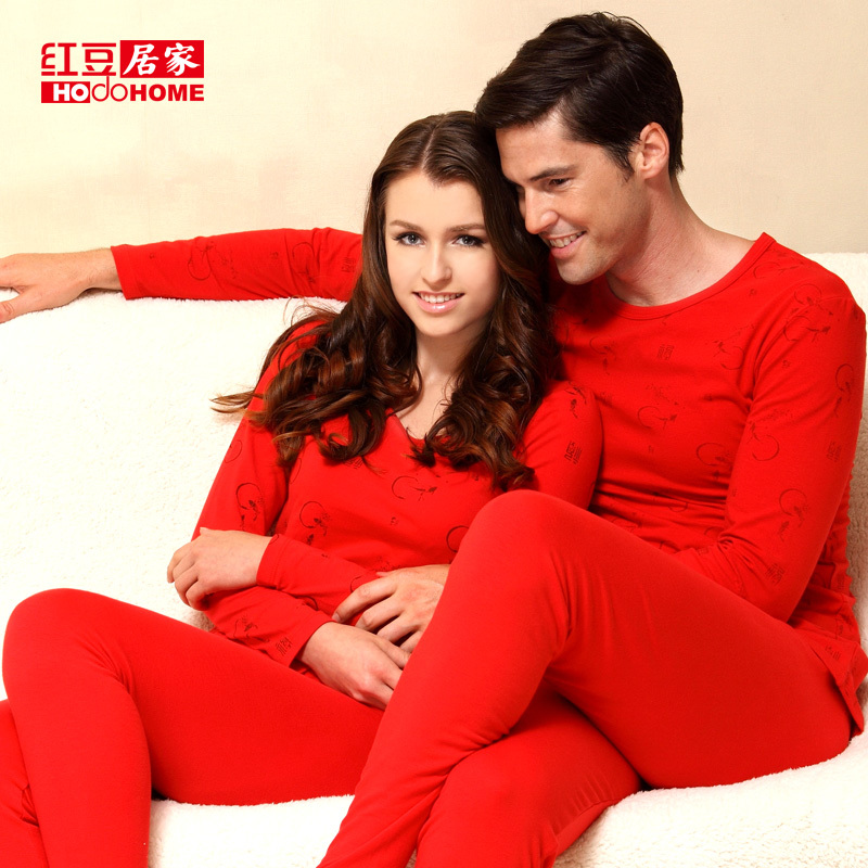 200 30 globalsources at home thermal underwear male women's red lovers design thin set