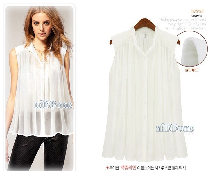 20012 Classics Western Style Fashion Women's Chiffon Shirt Sleeveless stand collar Shirt  Blouses XS S M L XL XXL