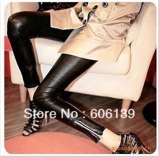 2009European and American stars favorite , mitation leather zipper mouth side zip leather pants leggings 10pcs/lot Free Shipping