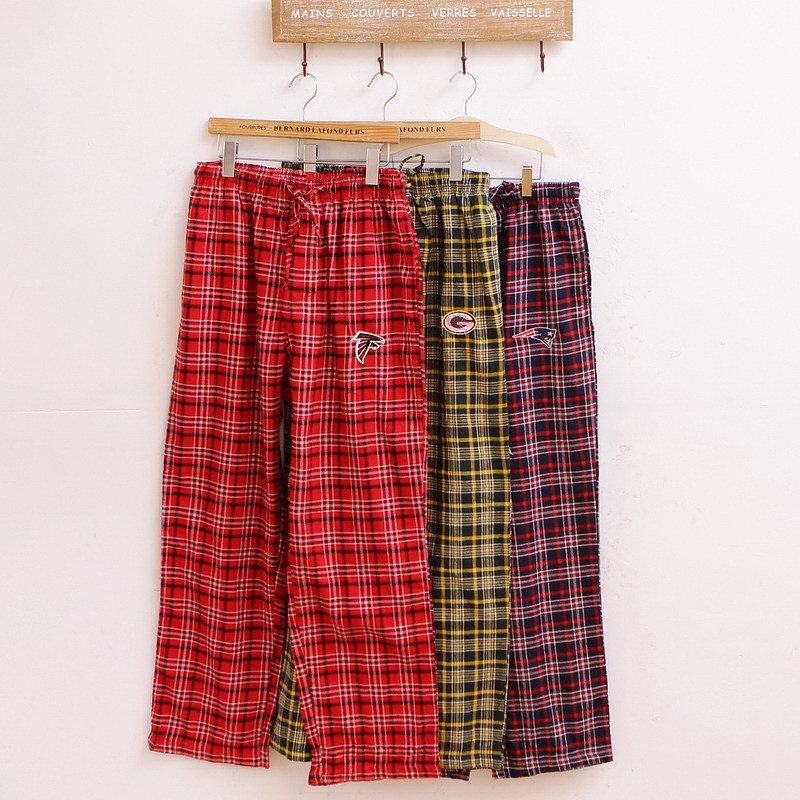 201 autumn men's clothing 100% cotton plaid pajama pants lounge pants trousers plus size 33-11k