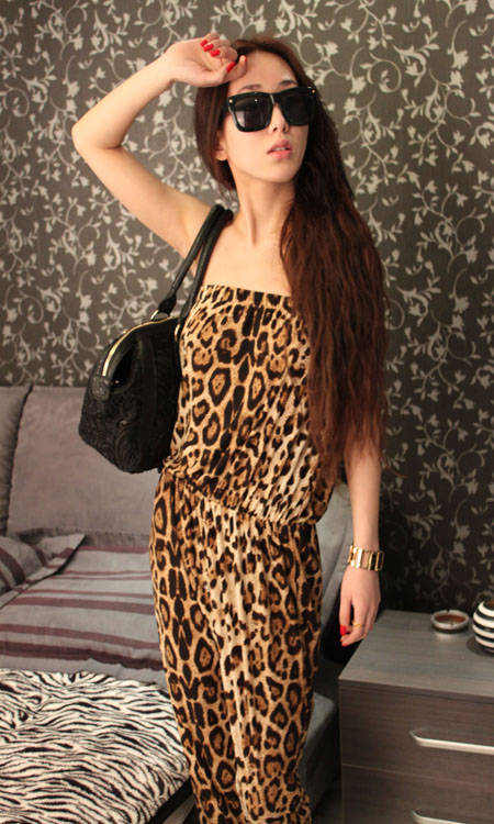 201 Fashion Leopard Jumpsuits and Rompers Women Overalls coveralls pants Overall