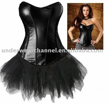 2010 New Style/3PCS Sexy Satin Corset With Skirt/Paypal Accepted