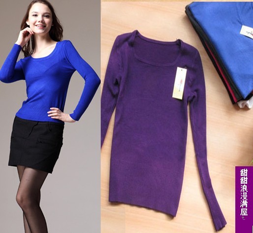 2011 autumn and winter basic all-match candy color ultra elastic sweater basic shirt c480 high quality