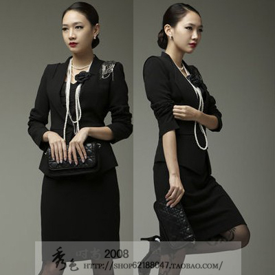 2011 autumn and winter fashion ol noble white collar tube dignified comfortable wool set suit skirts