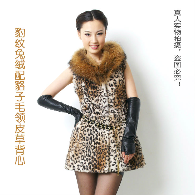 2011 autumn and winter female rabbit hair raccoon fur medium-long vest fur vest