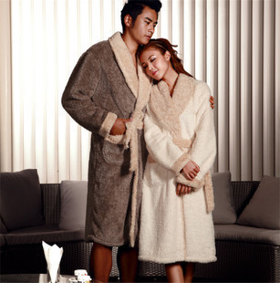 2011 autumn and winter lovers coral fleece sleepwear robe lovers lounge 18998 17999