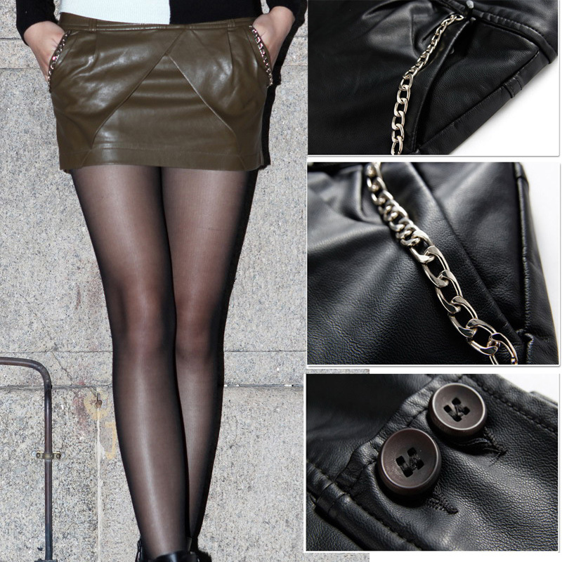 2011 autumn and winter pants black miniskirt pants women's leather pants shorts 8507