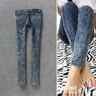 2011 autumn and winter pencil pants Women slim pants denim skinny pants k8103