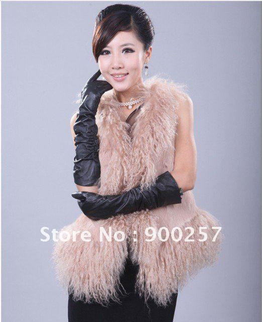 2011 Autumn Free shipping  Mongolian lamb fur & rabbit fur vest 3 colors wholesale and retail FS118230568