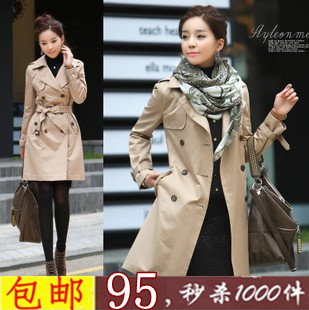 2011 autumn new arrival fashion medium-long trench outerwear female double breasted slim women's trench