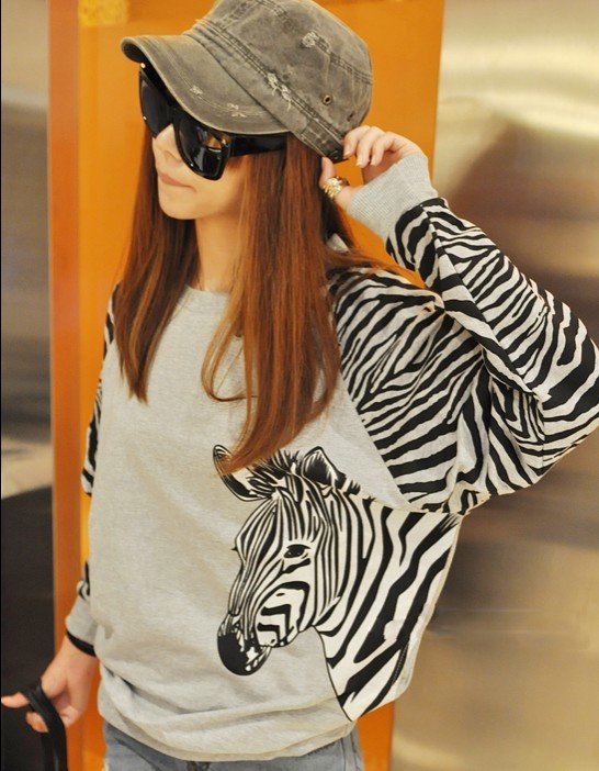 2011 autumn outfit new Christmas gift personality letters zebra grain loose knitting