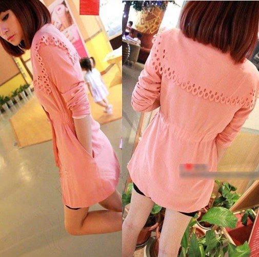 2011 autumn women's fashion cutout 065868 petals collar slim elegant pink coat high quality