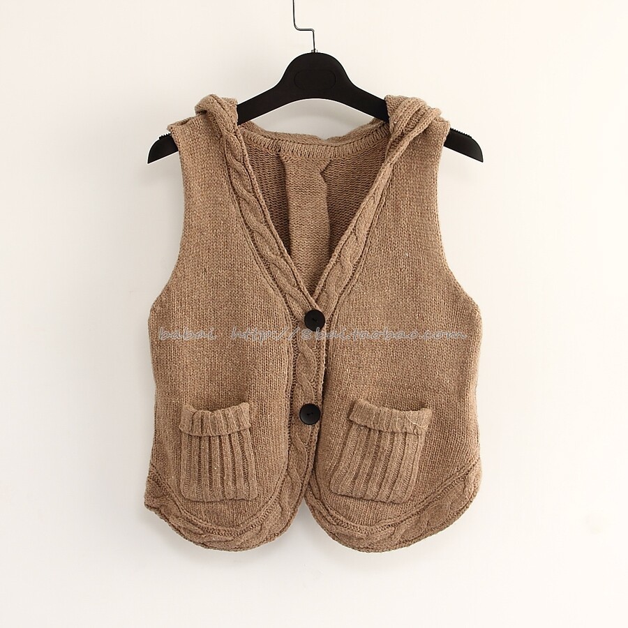 2011 autumn wool vest button decoration cap sweater vest