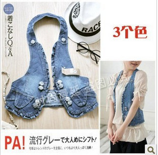 2011 fashion all-match denim racerback halter-neck coat small vest 306318