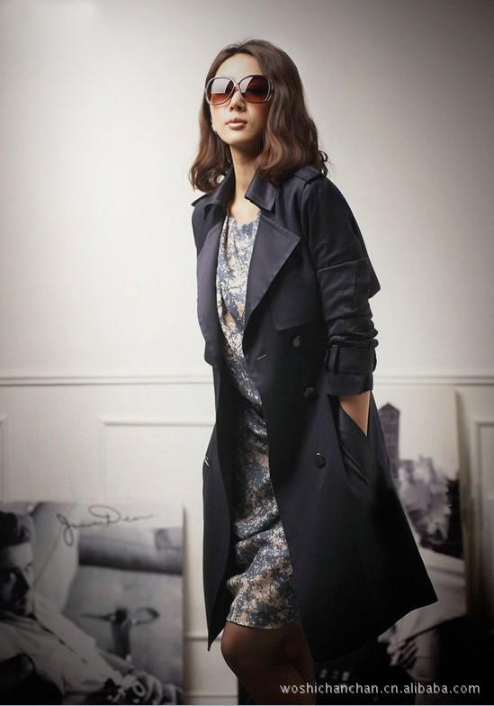 2011 han qiu dong outfit new classic temperament of collar belt double breasted coat grows 2204