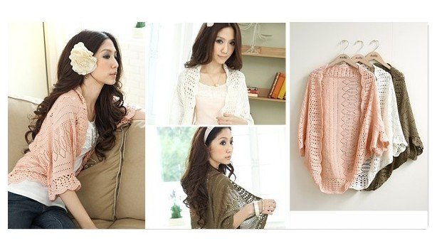 2011 Hitz retro hollow chain link fence bat sleeve shawl sweater coat cardigan hand crocheted