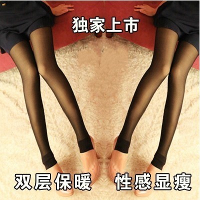 2011 hooks thickening thermal Black meat legging stockings tights ankle length trousers