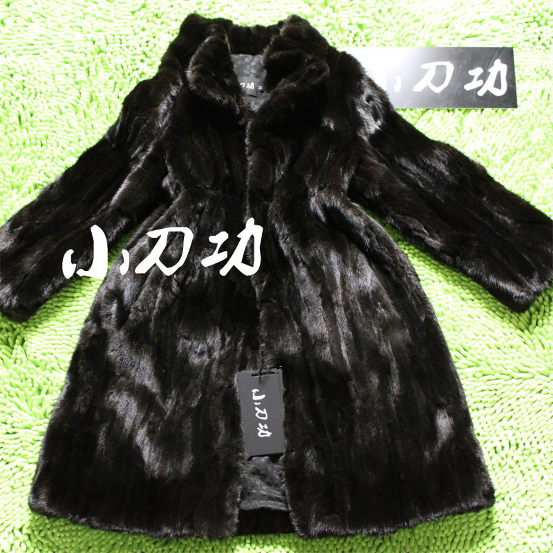 2011 - - - loose stand collar book black mink fur overcoat fight mink long design outerwear