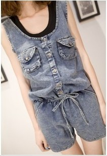 2011 new arrival summer denim all-match personality jumpsuit shorts