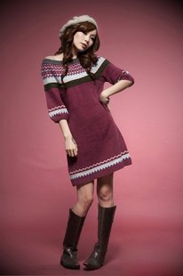 2011 New boat neck half sleeve long style  women's fashion sweater pullover  wholesale and retail  free shipping