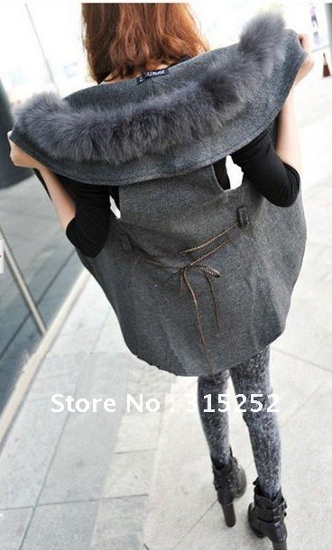 2011 New Western style fur collar long ladies' waistcoat,women vest coat for winter or autumn