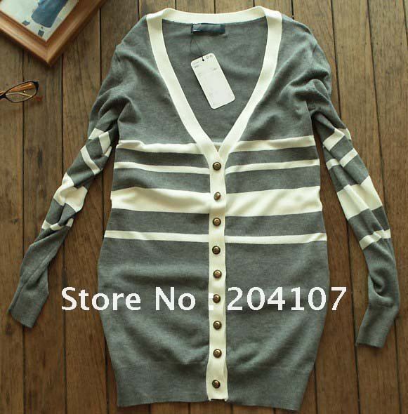 2011 new women's fashion v-neck sweaters cardigan naval academy slim single-breasted Medium style knitwear long sleeve outwear.