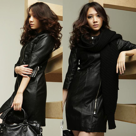 2011 spring and autumn women's fashion personality charm of fashion zipper leather clothing leather skirt