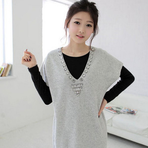 2011 sweet autumn series jewelry inlaying sweater long design one-piece dress