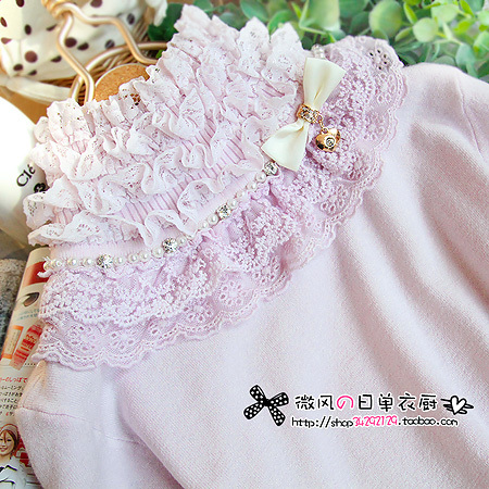 2011 turtleneck lace long-sleeve basic knitted sweater shirt