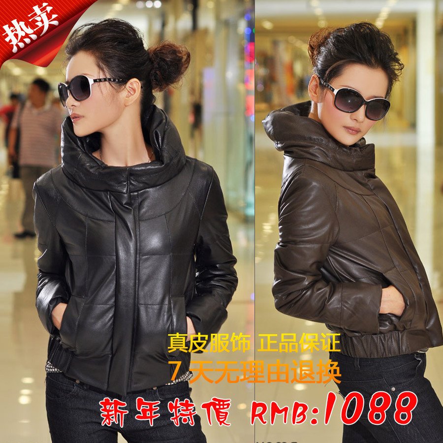 2011 winter women's plus cotton genuine leather clothing women's sheepskin leather outerwear