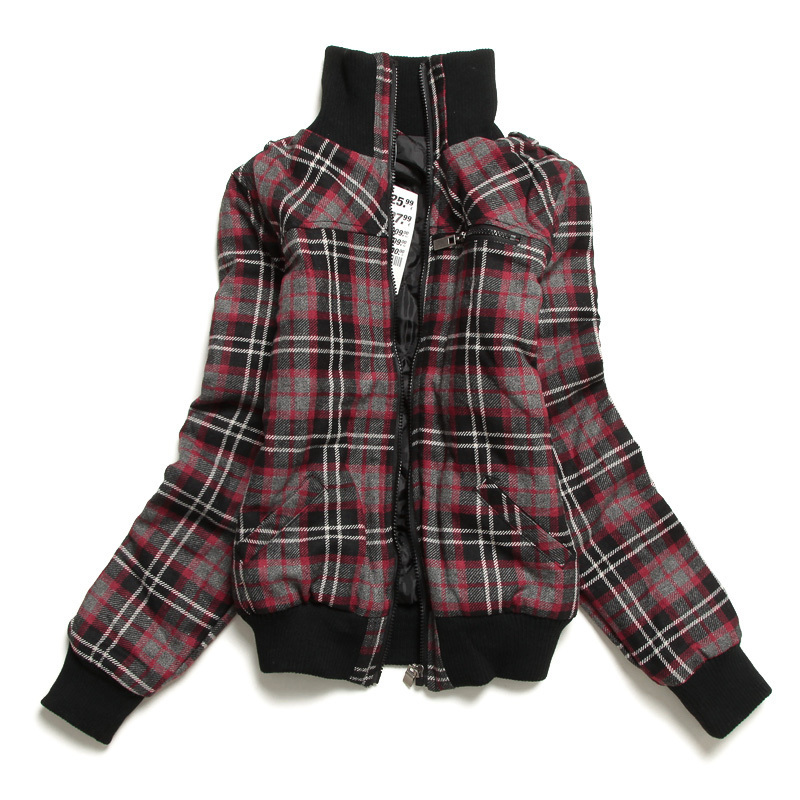 2011 women's classic plaid stand collar epaulette thickening casual outerwear plus size available Free shipping