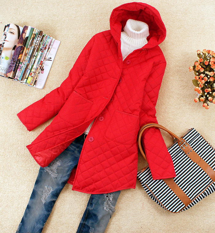 2011 women's fashion solid color casual hooded medium-long wadded jacket va886