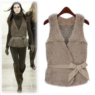 2011 women's fur vest medium-long rabbit sweater vest thermal outerwear