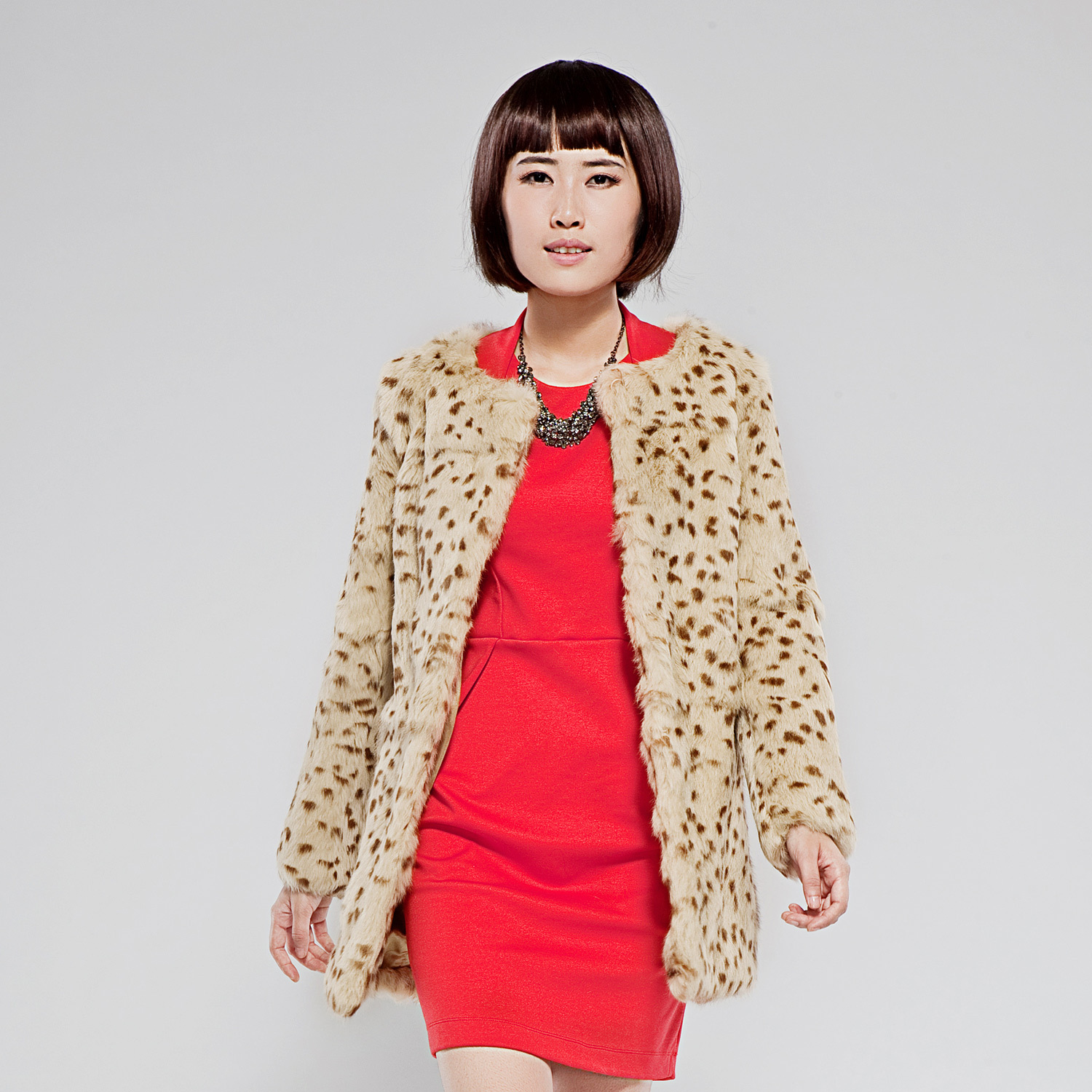 2011 women's leopard print rabbit fur coat jtl88113116