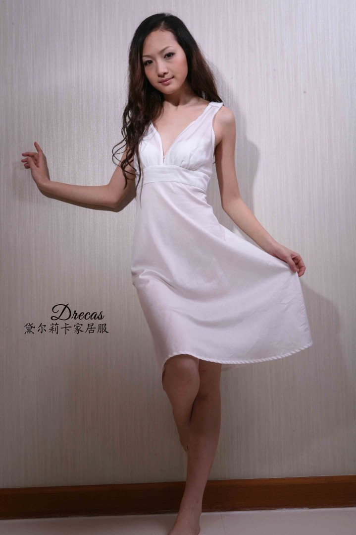 2011 women's summer sexy 100% cotton lounge one-piece dress nightgown sleepwear