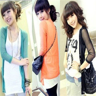 2011 women's thin transparent gauze 1038183 all-match air conditioning shirt half sleeve cardigan coat