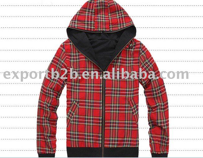 2011Hot spring Green Grid Jacket Long Sleeve Fashion Sweater Couple Two pieces Sweater ( Red with grey)+ FREE SHIPPING