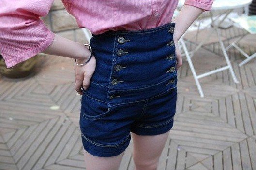 2011NEW euramerican wind aureate buttons show tall waist jeans female shorts