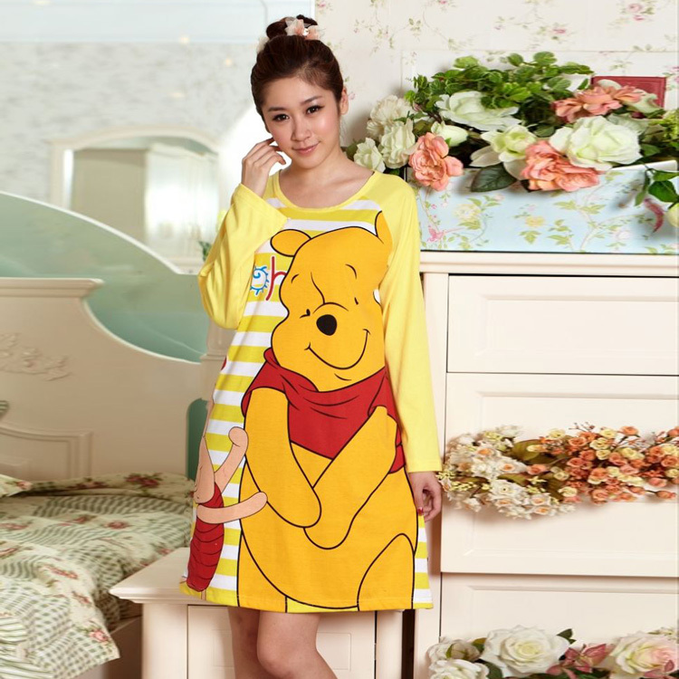 2012 100% cotton nightgown spring and autumn cartoon lovely sleepwear long-sleeve sleepwear nightgown